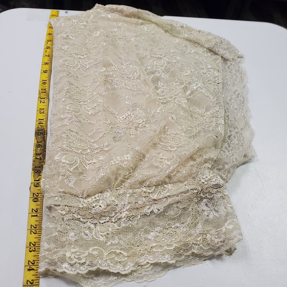 Ice Womens Lace Overly Fairy Ethereal Angelcore Top Size XL Cream Metallic Drape - Picture 7 of 10